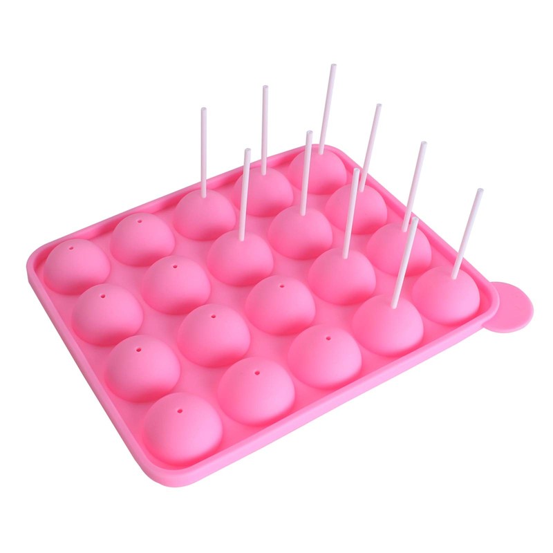 Pink 20 Cavity Silicone Cake Pop Mold Lollipop Baking Tray Sticks Dessert Kit