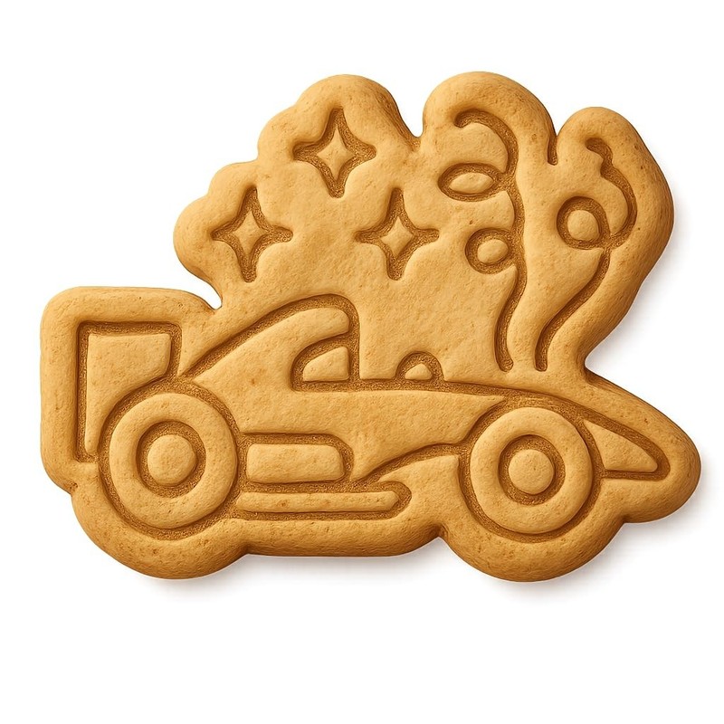Festive Race Car with Streamers Cookie Cutter & Stamp, Fondant & Clay – 4×3.1″