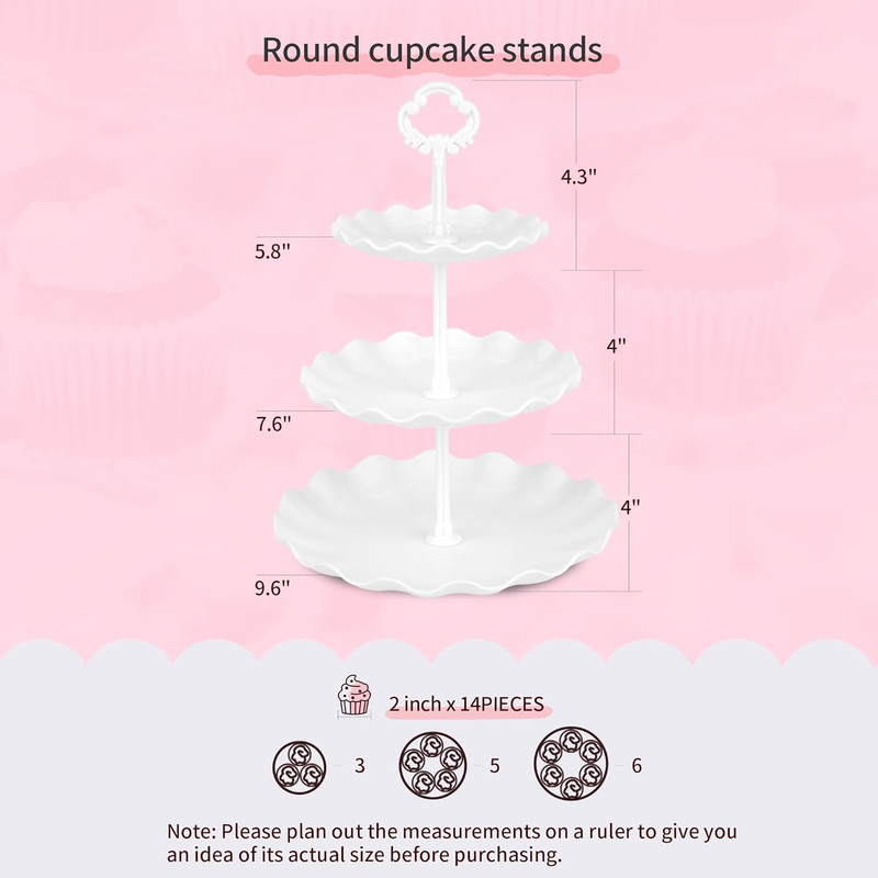 11Pc Cake Stand Set Cupcake Display Tiers Appetizer Trays Tablecloth White Set gallery