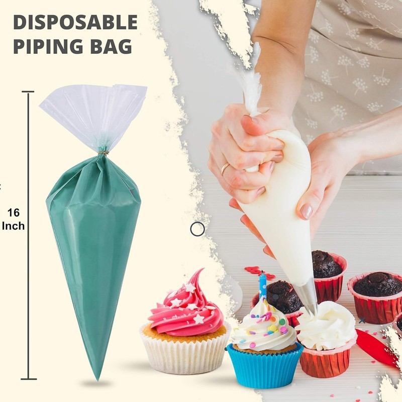 100 Pack of 16-Inch Non-Slip Disposable Piping Bags - Ideal for Cake Decorating gallery