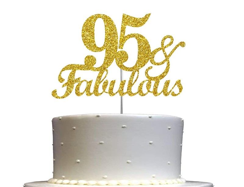 95 & Fabulous Cake Topper 6.25″ Double Side Glitter 95th birthday Cake Topper
