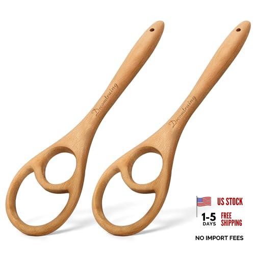 Wooden Danish Dough Whisk – 12.6″ Handcrafted Dutch Bread natural wood color