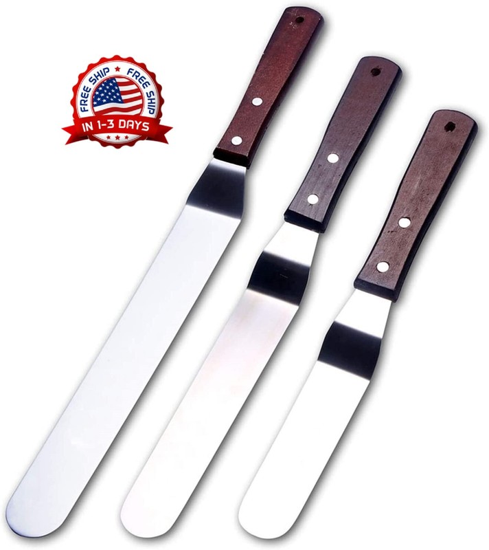 3 Espatulas De Reposteria 6, 8 & 10 Inch Acero Inoxidable Para Decorar Pasteles