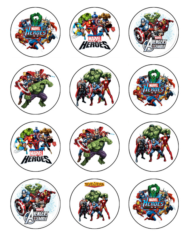 Superhero Edible Wafer Cupcake Toppers – Avengers Theme Cake Decorations gallery