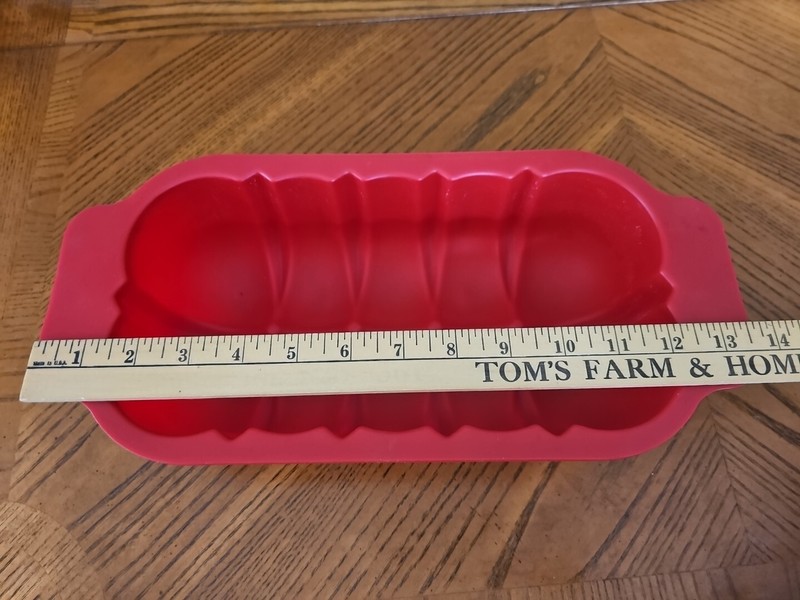 Red Silicone Bread Pan Baking Mold With Wire Rack Large 11x5" gallery
