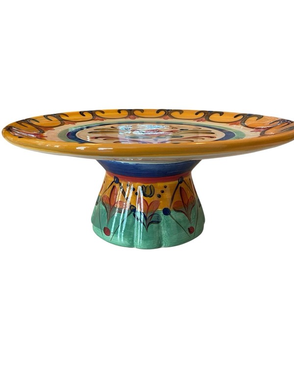 Vintage Hand Painted Vicki Carrol Ceramic Cake Stand