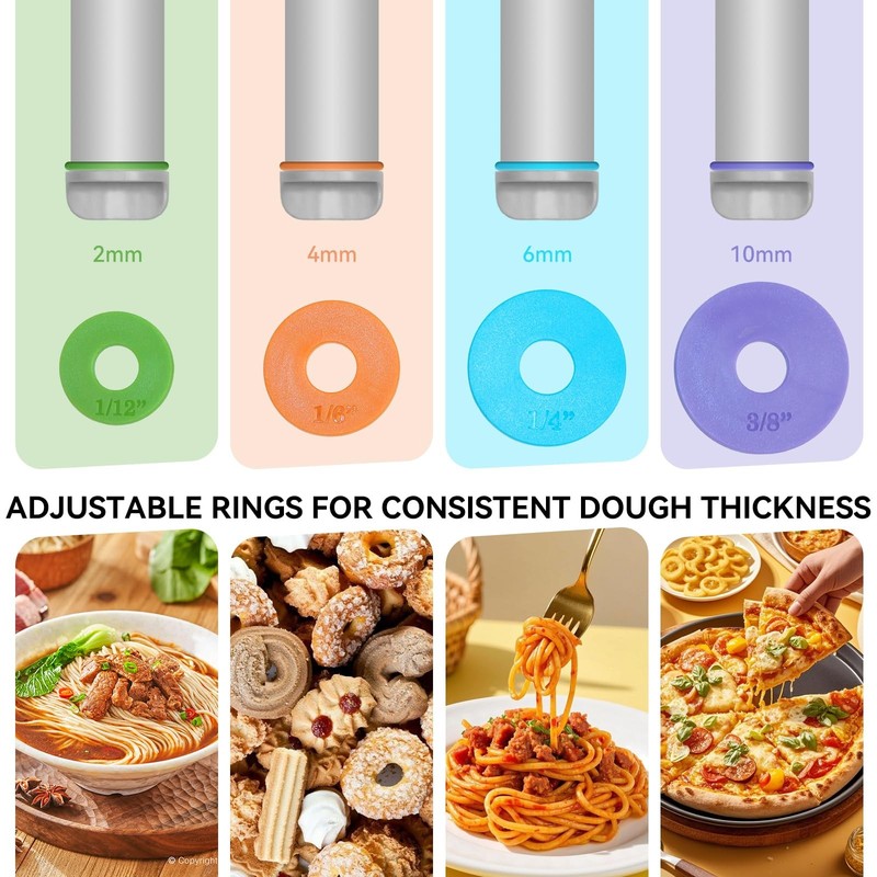 9Inch Adjustable Rolling Pin With 4 Thickness Rings For Baking Pastry Gray gallery