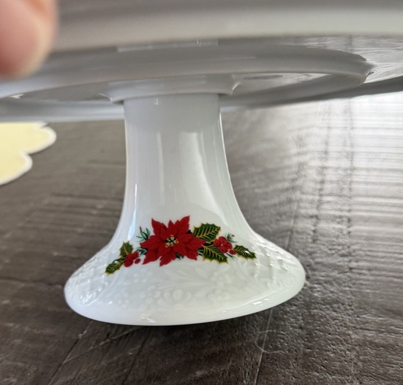 Schumann Bavaria "Holiday Bouquet" Pedestal Cake Stand 12.5" -poinsettia🌺 gallery