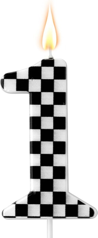 Racing Cars Themed Birthday Candle, Checkered Flag Number Candles Black and