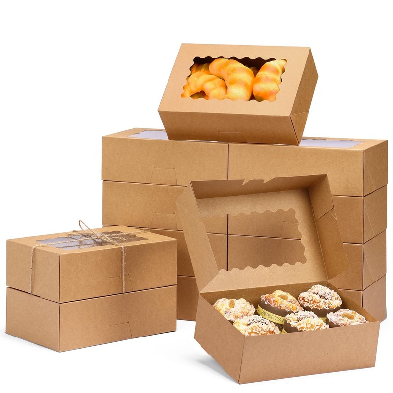 28pcs Bakery Boxes with Window, 9x6x3 Inch Pastry Containers for Cookies, Muffin