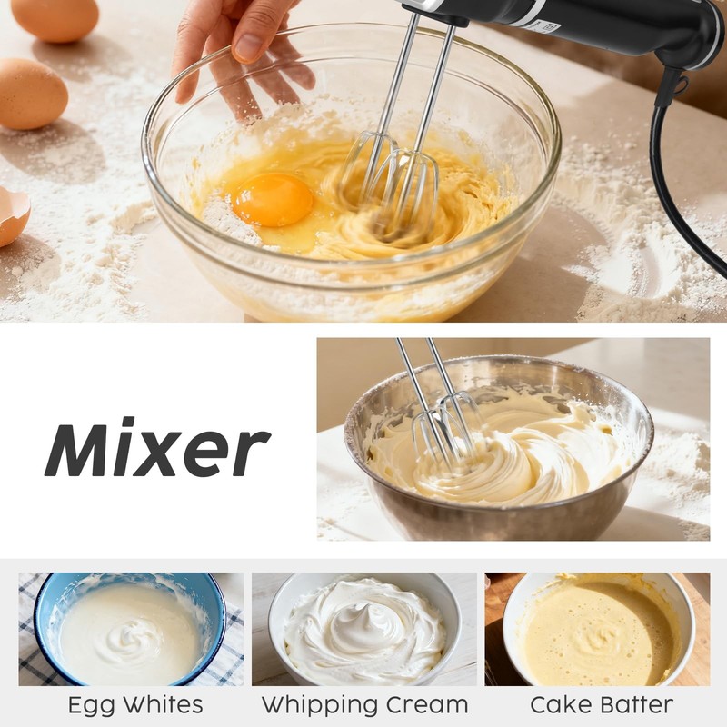 2-In-1 Hand Mixer Immersion Blender Handheld, Portable Hand Blender Mixer wit... gallery