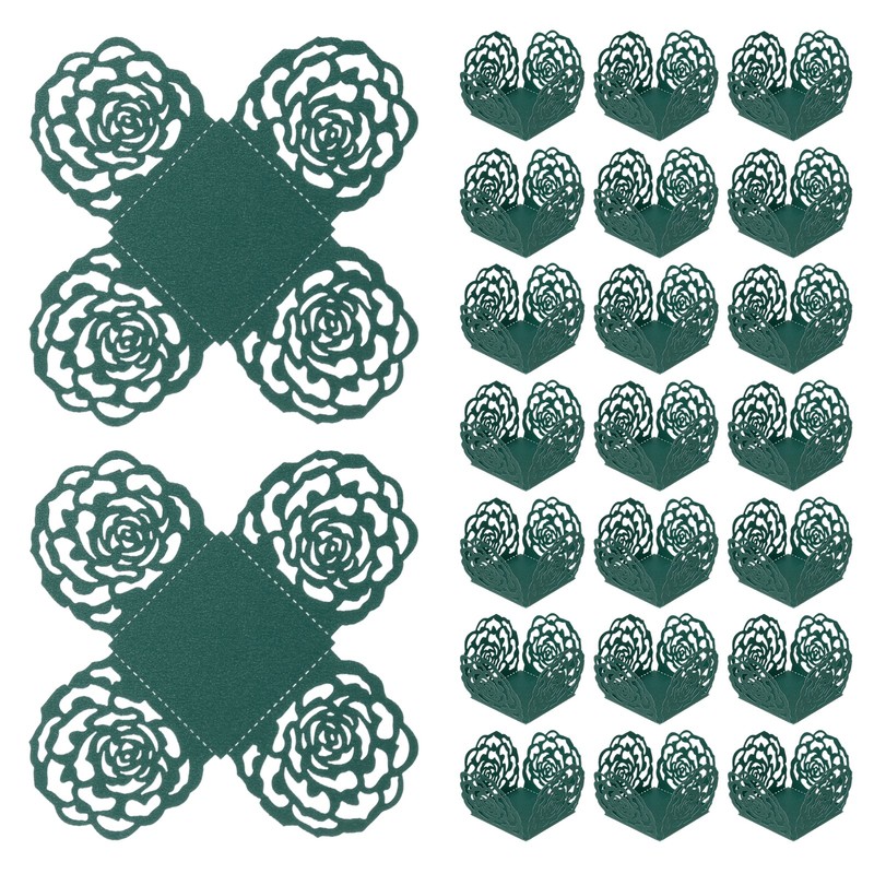 25Pcs Truffle Wrapper 4 Inch Square Cupcake Liner Baking Paper Dark Green