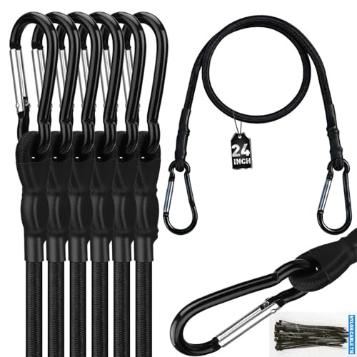6 Piece Bungee Cords with Hooks - Heavy Duty 24 Inch Carabiner - Outdoor Bungee gallery