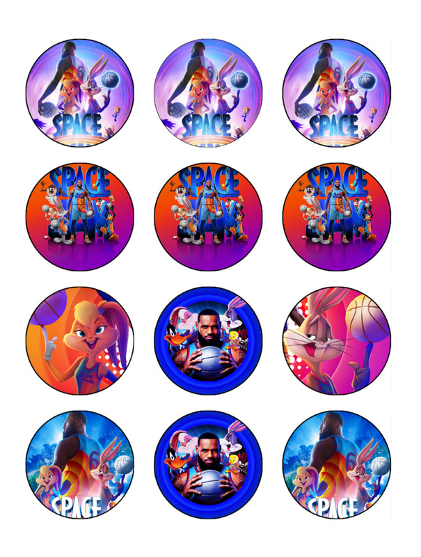 Space Jam Edible Wafer Cake & Cupcake Toppers – Basketball Party Decor