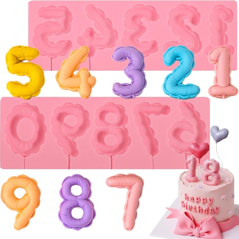 Digital Chocolate Silicone Mold 2 Pcs, Exquisite Number Cake Decoration Fonda... gallery