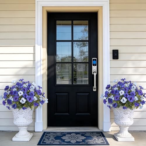 6 Pcs Artificial Flowers Fake Petunias for Outdoors, Faux Flowers Double Blue gallery