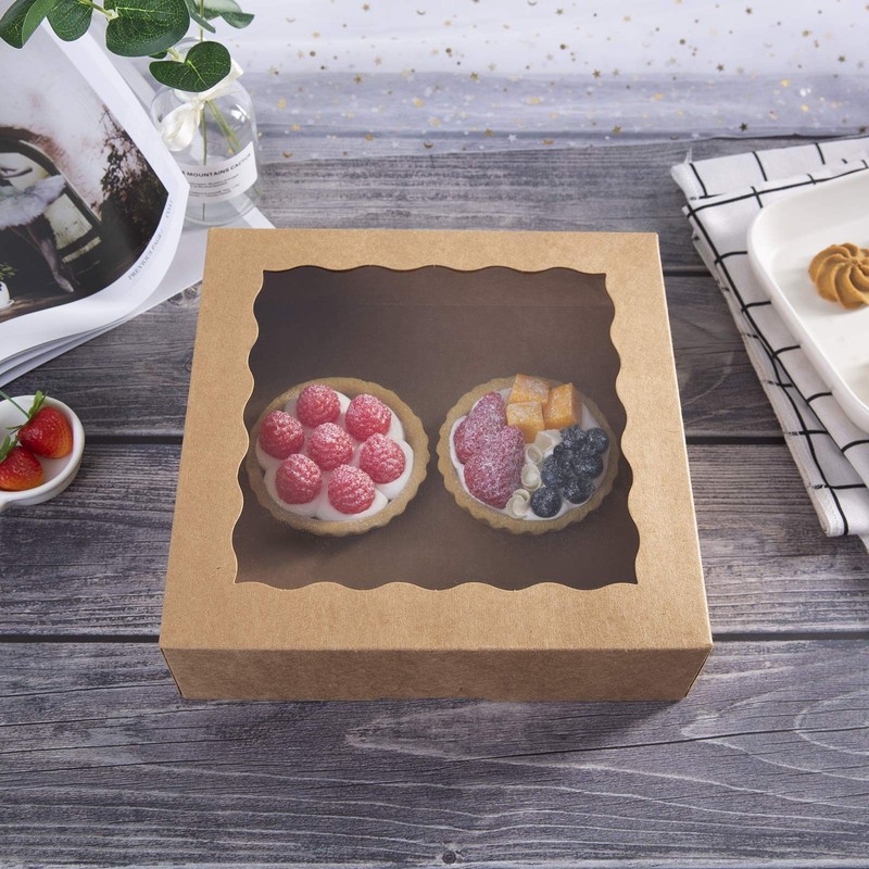 [15pcs] 9inch Kraft Bakery Boxes, Large Pie Boxes with PVC Window Natural Dis... gallery