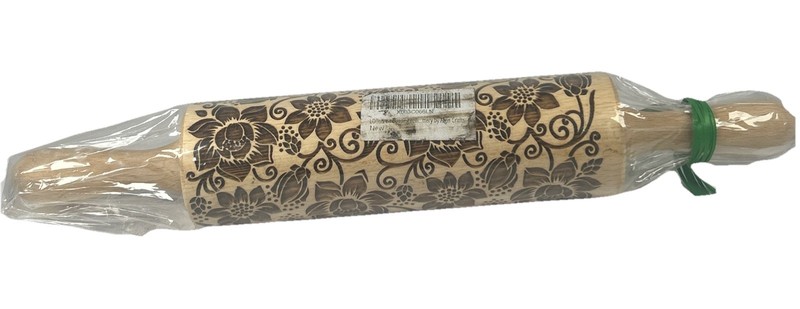 Embossed Wooden Rolling Pin Floral Pattern Engraved Baking Cookie Dough Decor
