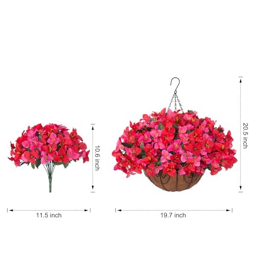 Artificial Fake Hanging Flower Plants Basket for Outdoors Spring Hotpinkred gallery