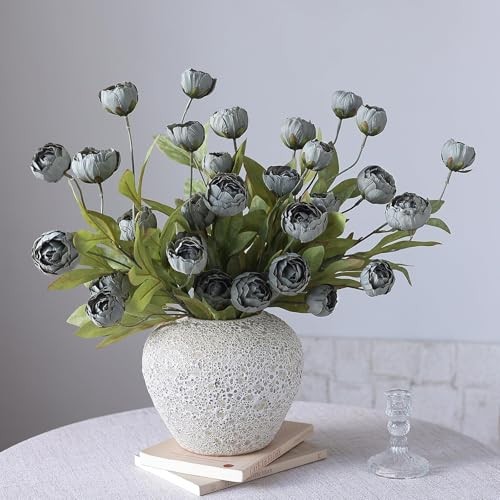 Pcs Faux Silk Peony Artificial Flowers for Vase -27", Bulk Fake 6 Dark Gray gallery