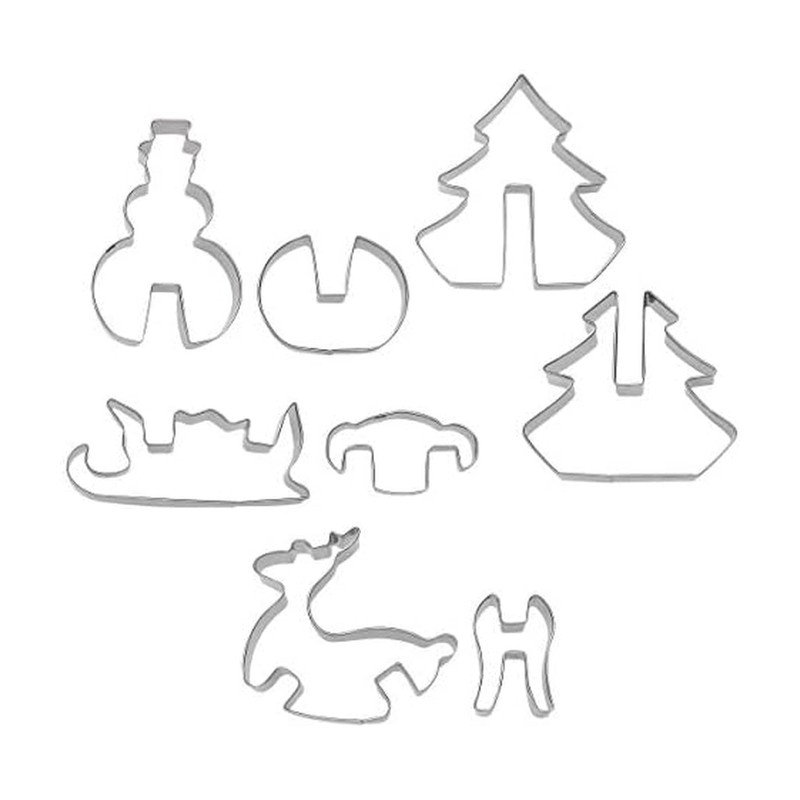 Chicago Metallic Christmas Tree 3D Cookie Cutter Set, 12-Piece, Silver