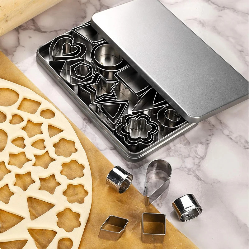 30 Piece Mini Cookie Cutter Set Stainless Steel Biscuit Dough Shapes gallery