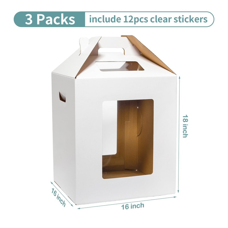 3 Pack Tall Cake Boxes for Tier Cakes 16x16x18 Inch Disposable Layer Tall Bak... gallery