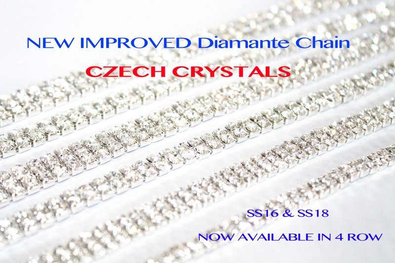 1 Metre Diamante/Rhinestone Chain Silver Wedding Clothes Cake Arts & Crafts UK