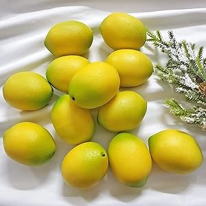 12pcs Artificial Lemons - Yellow Fake Lemons Faux Fruit for Home Kitchen gallery
