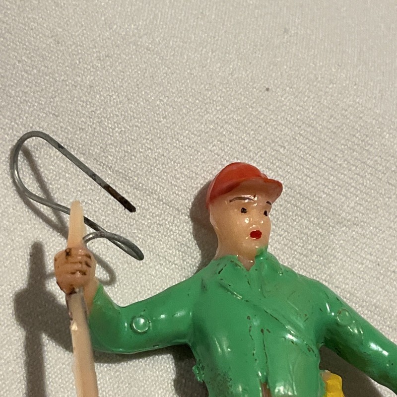 VTG 70's Cake Topper Decoration Fly Fisherman 3" Tall Fishing Man Rod & Net gallery