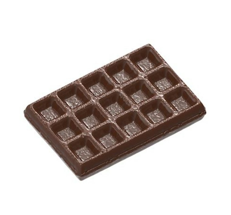 10-Cavity EU PC Chocolate Mold SMALL Brussels Waffle Each 2.1" x 1.4" x 0.2"High gallery