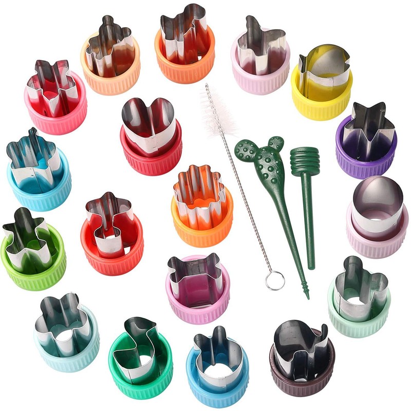 18 Pcs Vegetable Cutter Shapes Mini Cookie Fruit Pie Stamps Mold for Baking