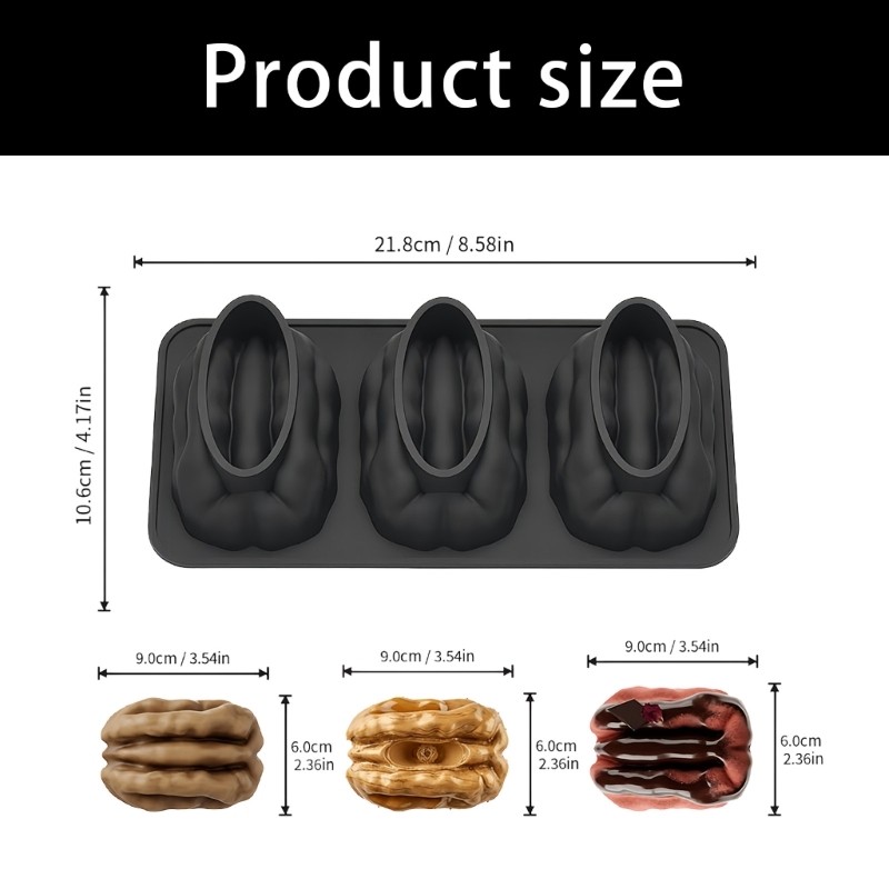 Cake Baking Molds Walnuts Shape Chocolate Making Molds 3 Cavities Design gallery