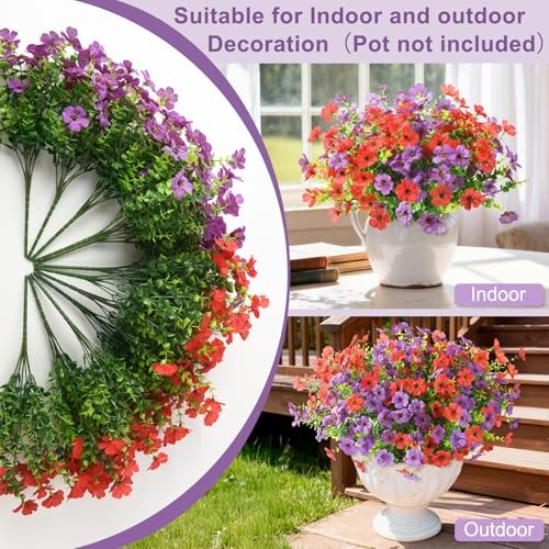 Artificial Flowers Hanging Baskets, 12 Bundles Faux Flower Light Purple,red gallery