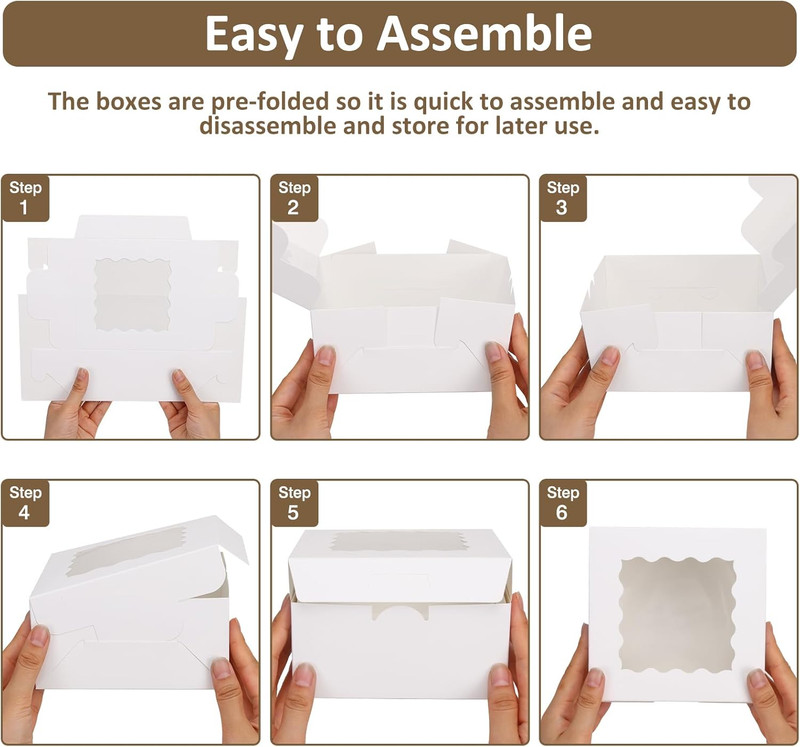 80Pcs 6X6X3 Inches Bakery Boxes, Cookie Boxes with Window, Small Treat Container gallery