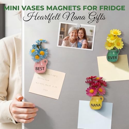 Nana Gifts - Mini Vase Magnets for Fridge, Best Nana Ever 3-Piece Ceramic gallery