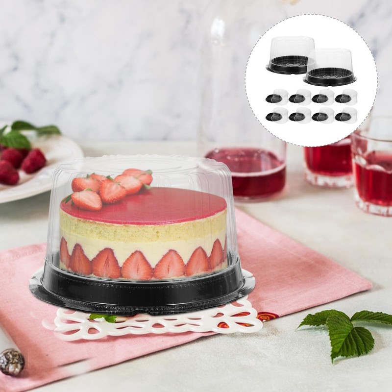 Round Cake Box 6.3 Inch Clear Plastic Cake Carrier with Lid for Bakery Take O... gallery