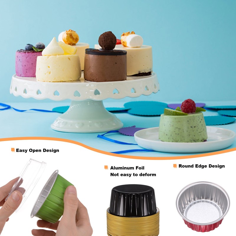 50Pcs Baking Cups with Lids 5oz Aluminum Foil Liners Mini Containers for Party gallery