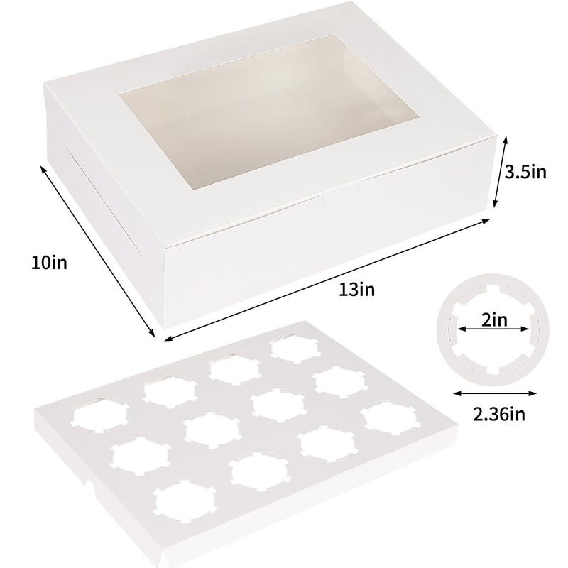 Moretoes 30pcs Cupcake Boxes Cupcake Boxes 12 count Cupcake Containers with W... gallery