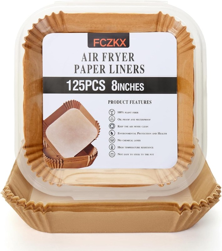 Air Fryer Paper Liners 125Pcs 8-inch Non sti and oil resistant square