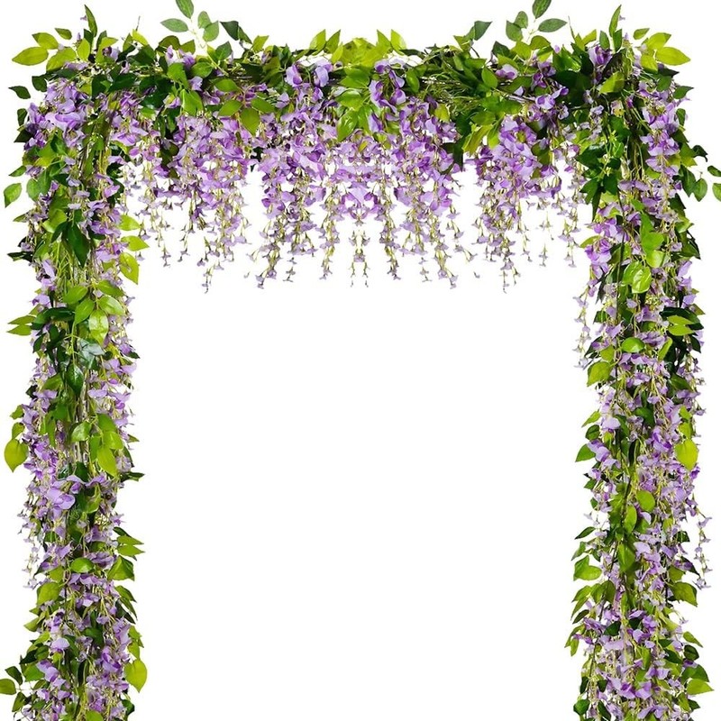 Wisteria Garland Artificial Flowers Wisteria Vine – 5Pcs Total 33ft ple