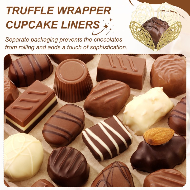 25Pcs for Glitter Rose Truffle Wrapper Cupcake Liners Decor, Red, 3.6x3.6cm gallery