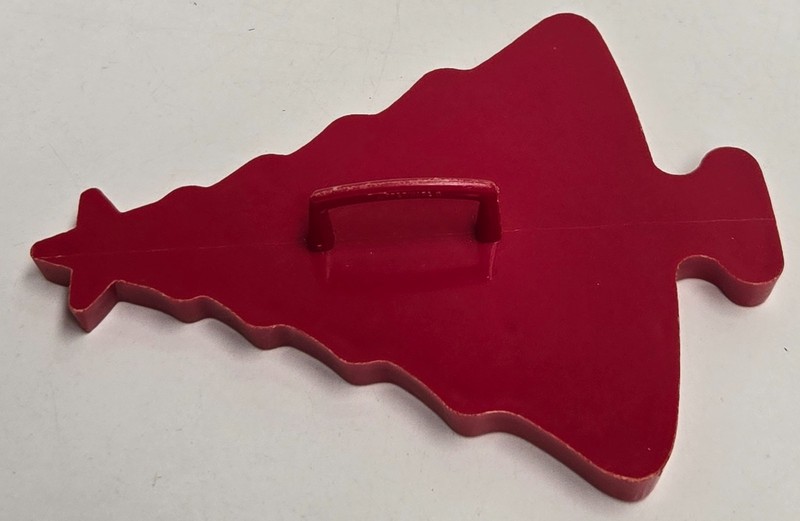 Tupperware Red Plastic Christmas Tree Cookie Cutter Embosser c1963 9.5cm x 12cm gallery