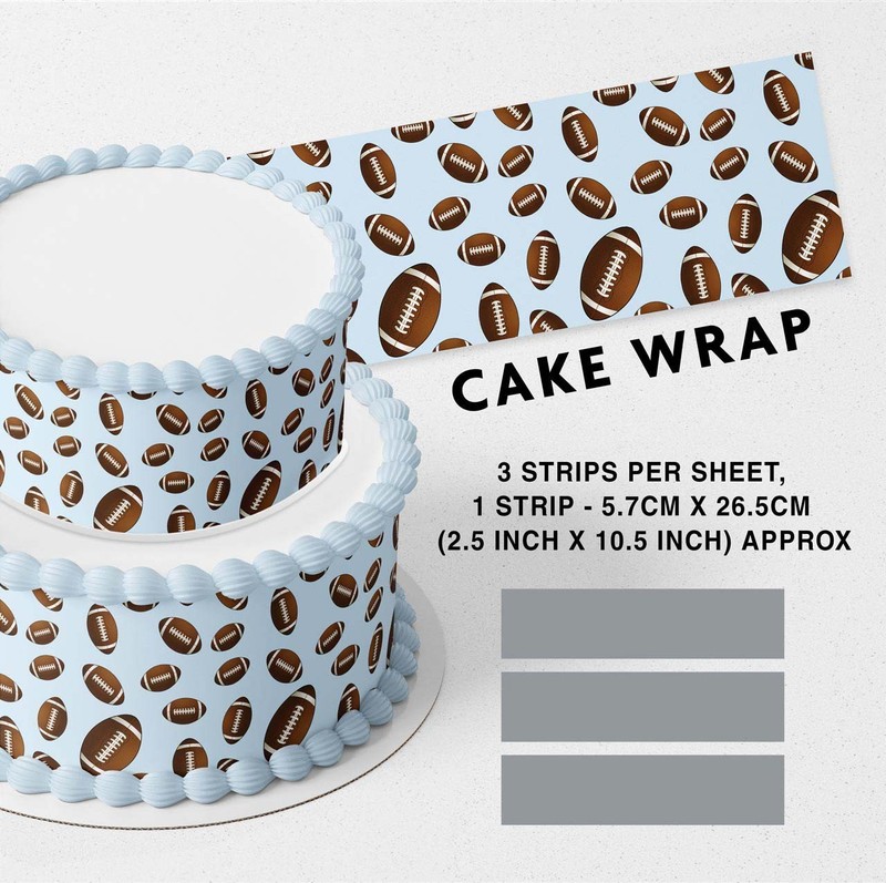 American Football Pattern Strip Edible Cake Topper Decoration Edible Image