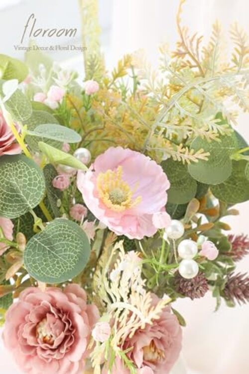 Artificial Greenery Stems Box Set, 45pcs with 6 Kinds of Dusty Rose & Green gallery