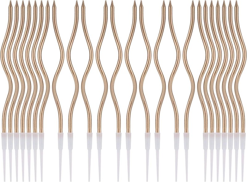 Luter 24pcs Metallic Birthday Candles in Holders Spiral Birthday Cake Candles