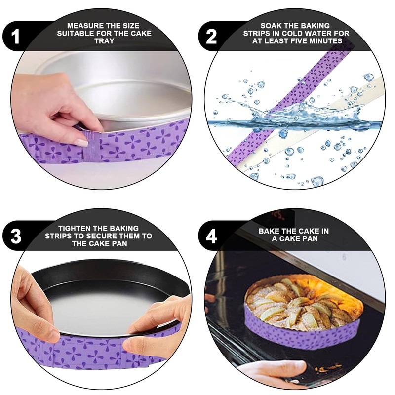 Bcautay 4 Pcs Baking Strips Cake Pan Dampen Absorbent 36in, Purpl gallery
