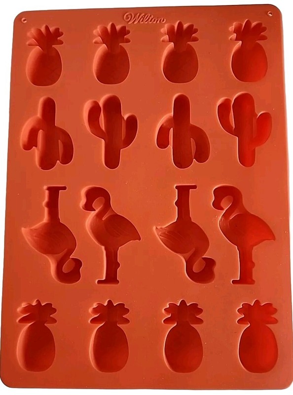 Wilton Silicone Candy Gummy Craft Ice Cube Molds Pineapple Cactus Flamingo