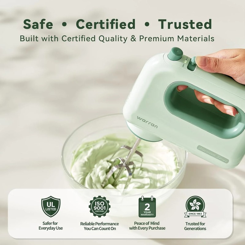 300W Compact Lightweight Electric Hand Mixer, with Powerful Quiet DC Motor for B gallery