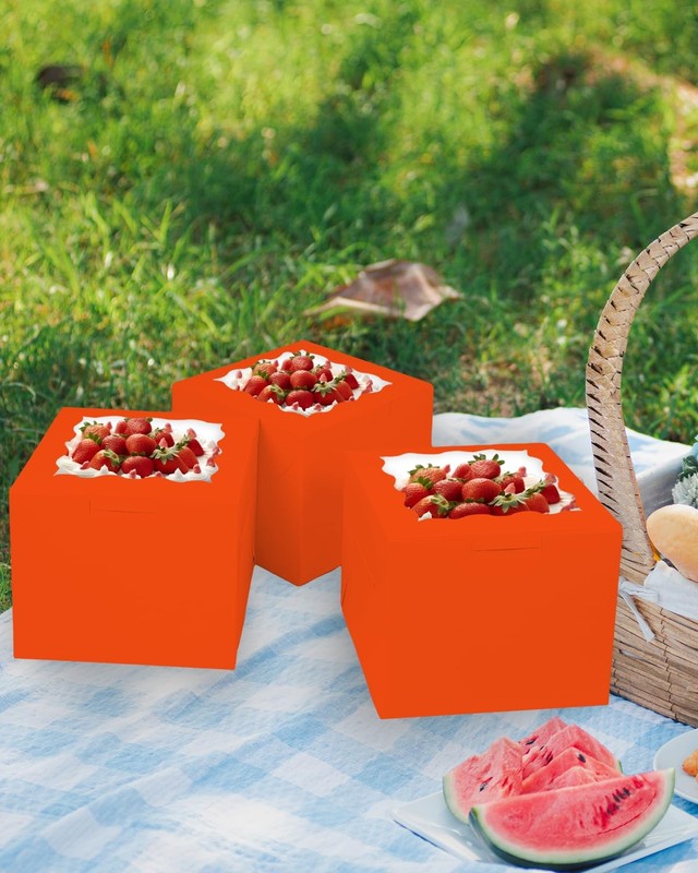 36pcs 6x6x5 Inches Cake Boxes with Window 18-Packs Orange 6 Inch Bakery Boxes... gallery